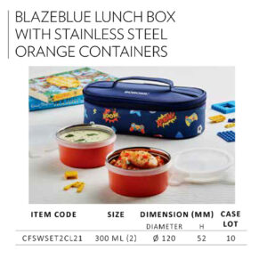 Blazeblue Lunch Box with stainless steel Orange Containers