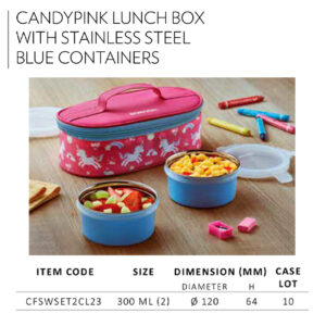 Candypink Lunch Box with stainless steel Blue Containers