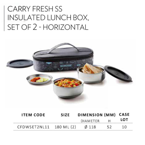 Carry Fresh SS Insulated Lunch Box, Set of 2 - Horizontal 280 ML - Image 2
