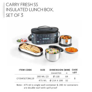 Carry Fresh SS Insulated Lunch Box, Set of 3