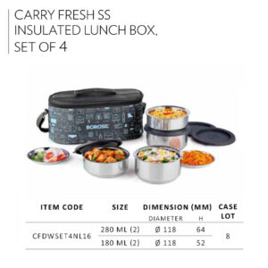Carry Fresh SS Insulated Lunch Box, Set of 4