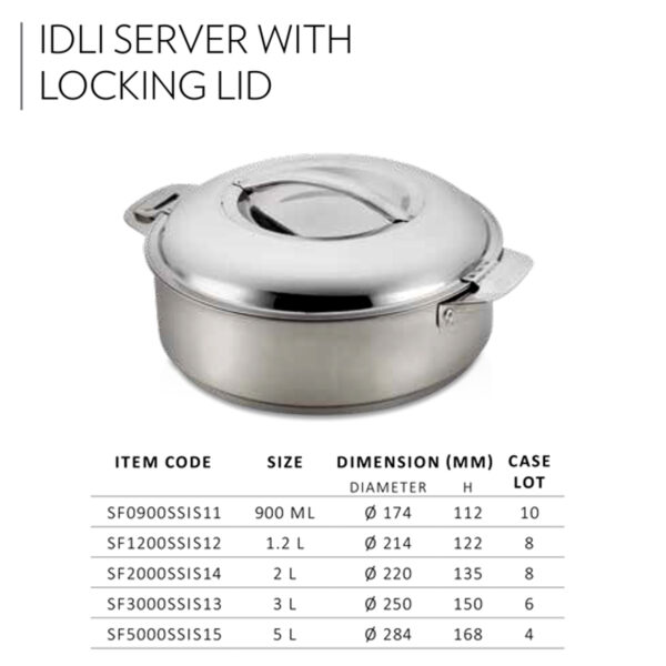 Idli Server with Locking LID