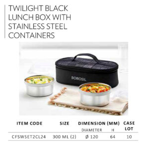 Twlight Black Lunch Box with Stainless Steel Containers